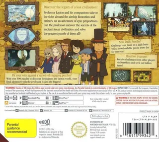 Professeur Layton et l'Heritage des Aslantes - Dos