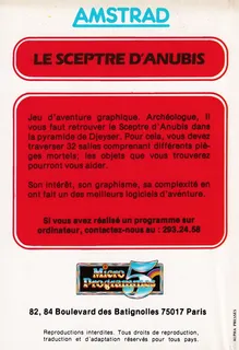 Le Sceptre d'Anubis - Dos