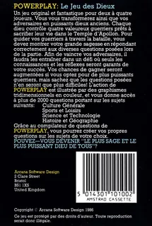 Powerplay : Le Jeu Des Dieux dos