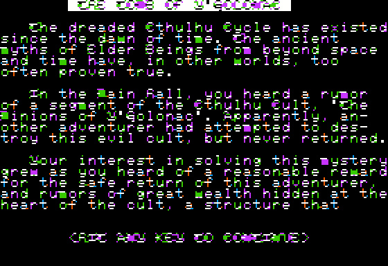 Eamon Adventure #070 - The Tomb of Y'golonac