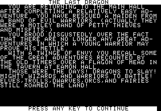Eamon Adventure #107 - The Last Dragon