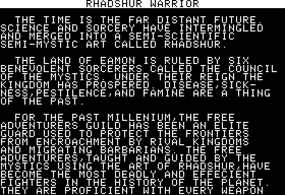 Eamon Adventure #132 - Rhadshur Warrior