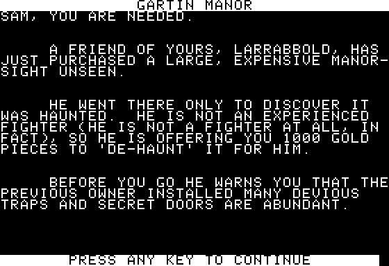 Eamon Adventure #144 - Gartin Manor