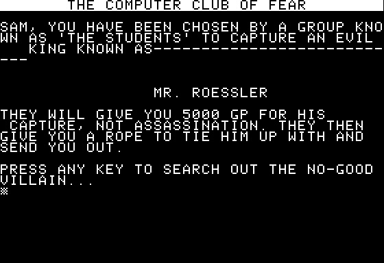 Eamon Adventure #152 - The Computer Club of Fear