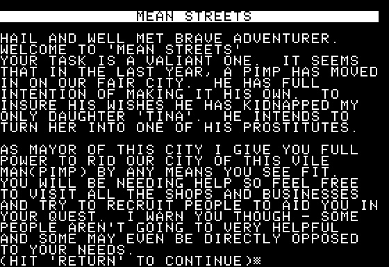 Eamon Adventure #192 - Mean Streets