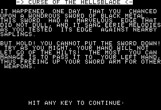 Eamon Adventure #206 - Curse of the Hellsblade