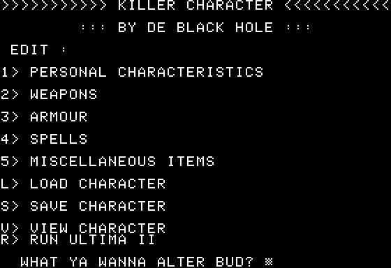 Ultima II Killer Character