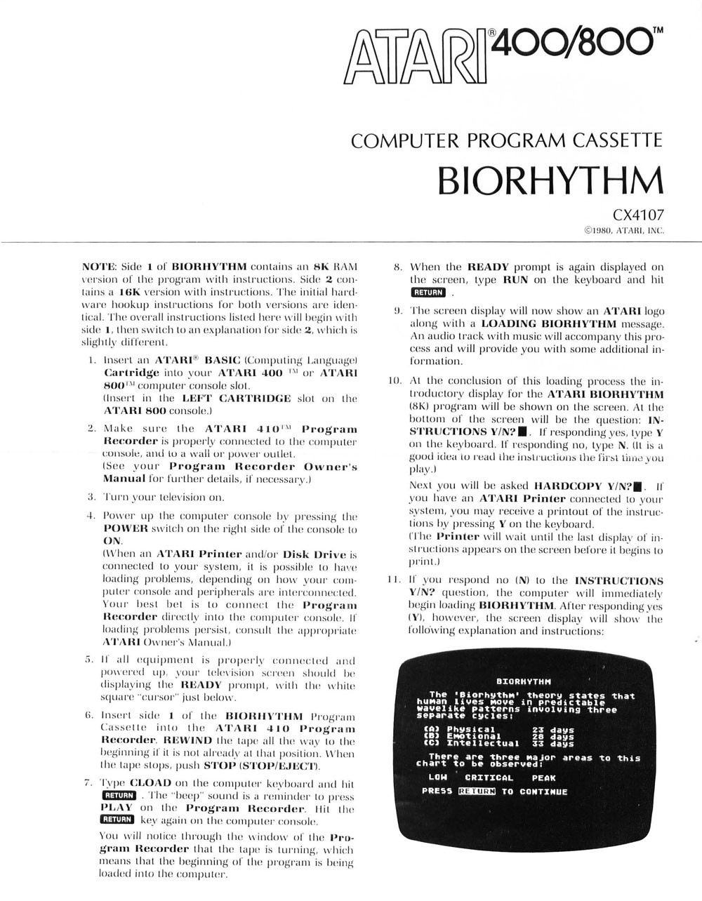 Biorhythm Atari