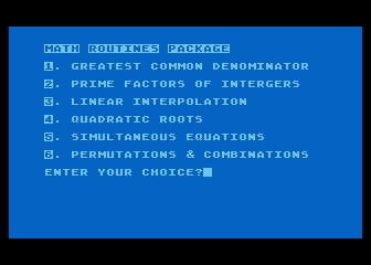 Math Routines Package