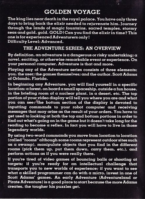 Adventure 12 - The Golden Voyage - Dos