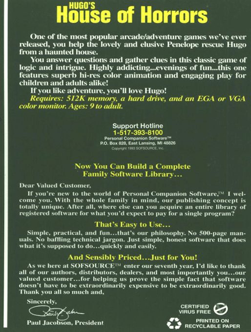 Hugo 1 - Hugo's House Of Horrors dos