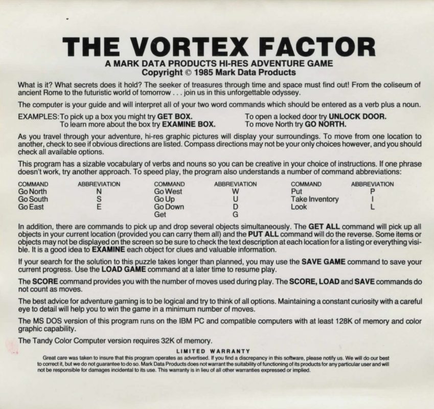 The Vortex Factor dos