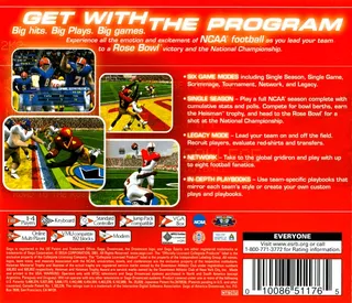 NCAA College Football 2K2 : Road to the Rose Bowl - Dos