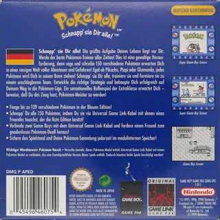 Pokémon : Version Bleue dos