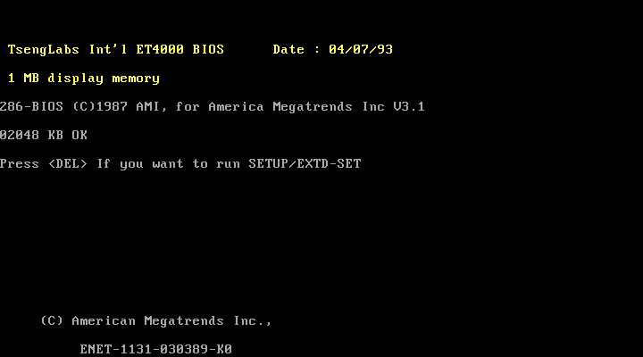 NEAT (Chipset PC/AT, 12 MHz, Clavier MF2)