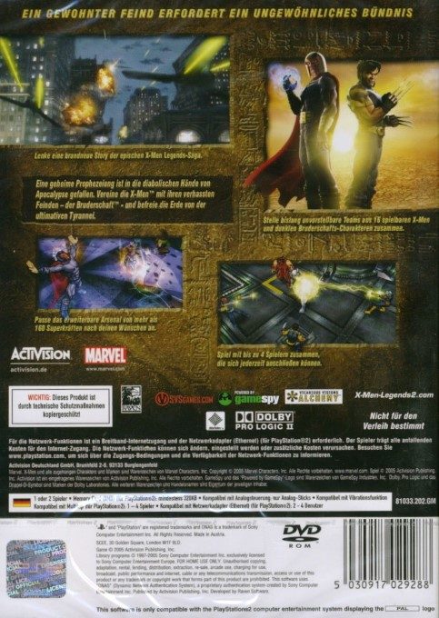 X-Men Legends II : L' Avènement D'Apocalypse dos