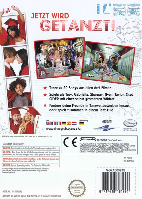 High School Musical 3 Dance! Nos Années Lycée dos